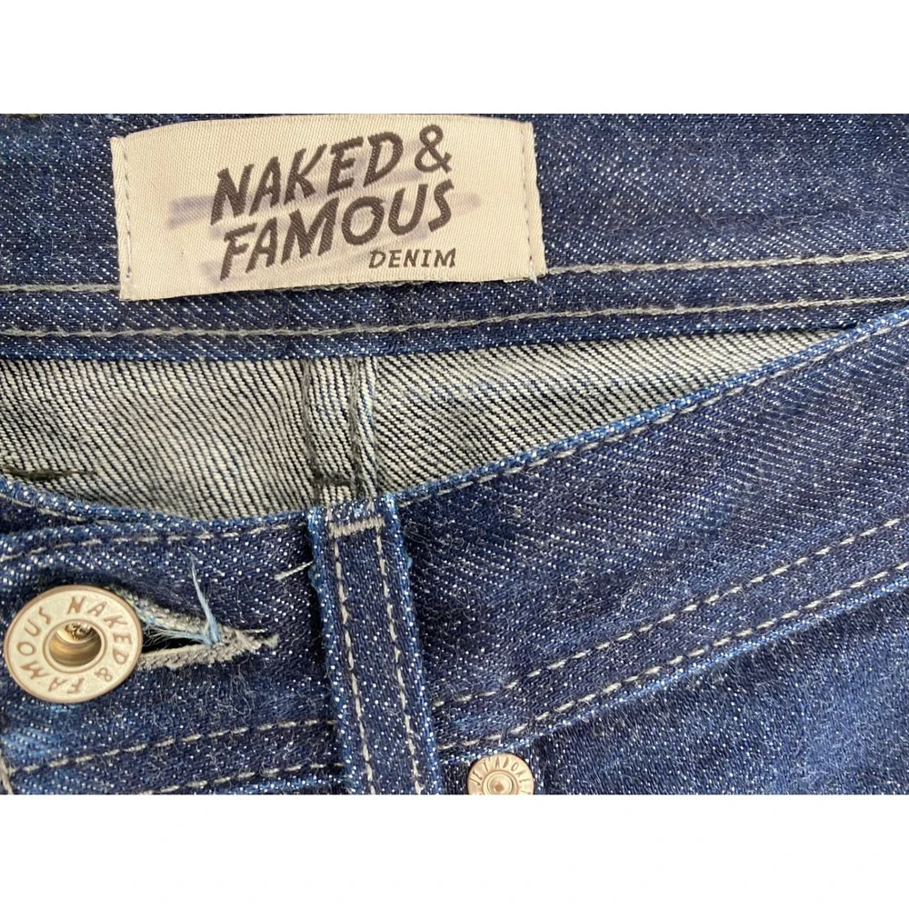 Naked & Famous Weird Guy Indigo Selvedge Blue Jeans Mens Size 29 Japanese Denim